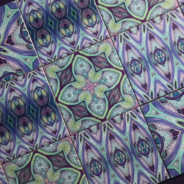 Blue Green Turquoise Purple Persian Perfection Tiles Mixed Set - Beautiful Bohemian Tiles
