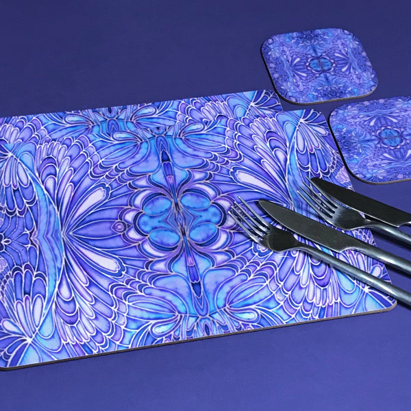 Soft Blue Lilac Butterfly Placemats and Coasters - Table Mats & Coasters, Blue Glass Chopping Boards
