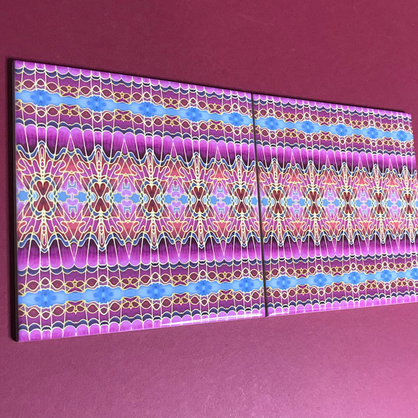 Carnival Magenta Bathroom Tiles - Bohemian Pink Red Blue and Gold  Kitchen Tiles - Orchid Repeat Decorative Tiles