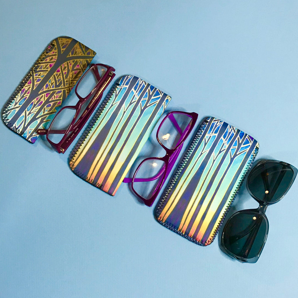Trees padded cover for glasses - sunglasses case - Reading or Large Glasses Case