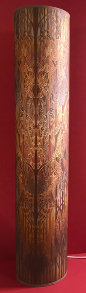 Autumn Whispers Contemporary Floor Lamp 1m tube - Welcoming Light Art Lamp - Copper russet grey trees Lamp