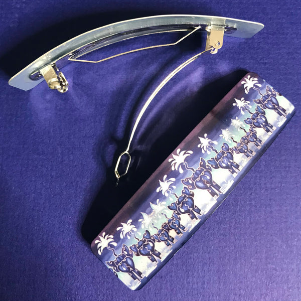 Blue Elephants hair clip, barette, hairslide, stocking filler, gift for her, gift for woman, gifts for girls, pretty presents.