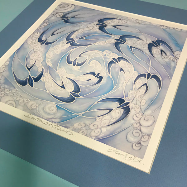 Swallows and Clouds Signed Print - Living Room Bedroom Bathroom Art