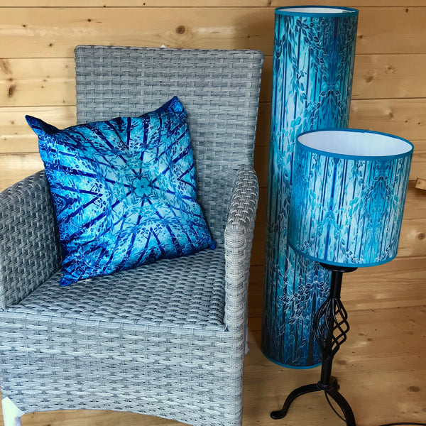 Into the Woods Contemporary Floor Lamp  - Tranquil Light Art Lamp - Blue Turquoise Aqua trees Lamp