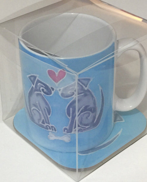 Boxed Doggy Mug and Coaster - Love Dogs Mug - Meikie Designs