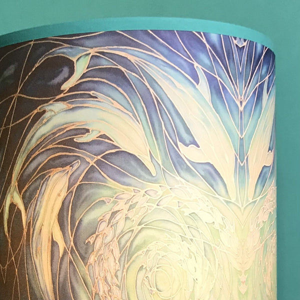 Blue Aqua Dolphins Contemporary Lamp Shade for table lamp- Blue Swimming Dolphins Drum Shade - Atmospheric lamp Shade