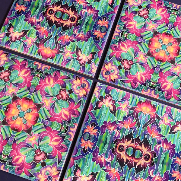 Purple Iris Kaleidoscope Mixed Set of Bathroom Tiles - Bright Bohemian Kitchen Tiles