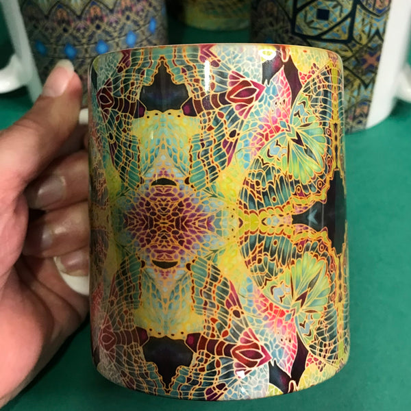Decorative Stained Glass Set of 4 Mugs or Mug and Coaster Box Sets -  Mug Gift