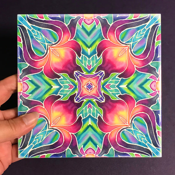 Purple Iris Arts and Crafts look Bathroom Tiles or Kitchen Tiles