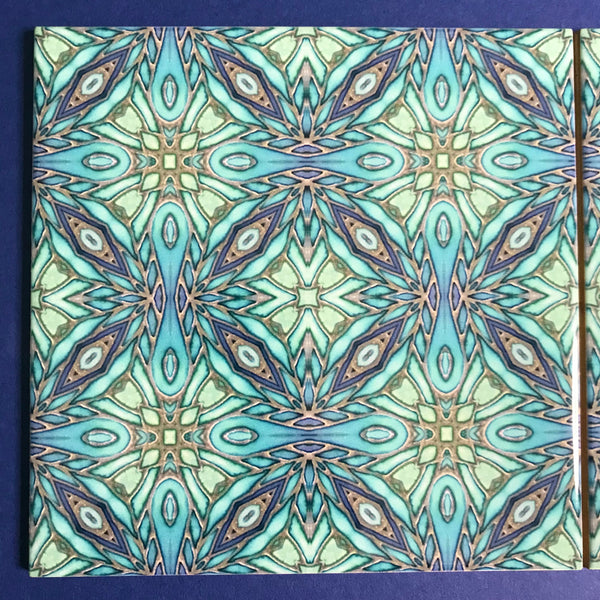 Bohemian 6x6” Mint Aqua Green Turquoise Mosaic Star Tiles - Beautiful Green Turquoise Tiles - Bohemian Ceramic printed  Tiles