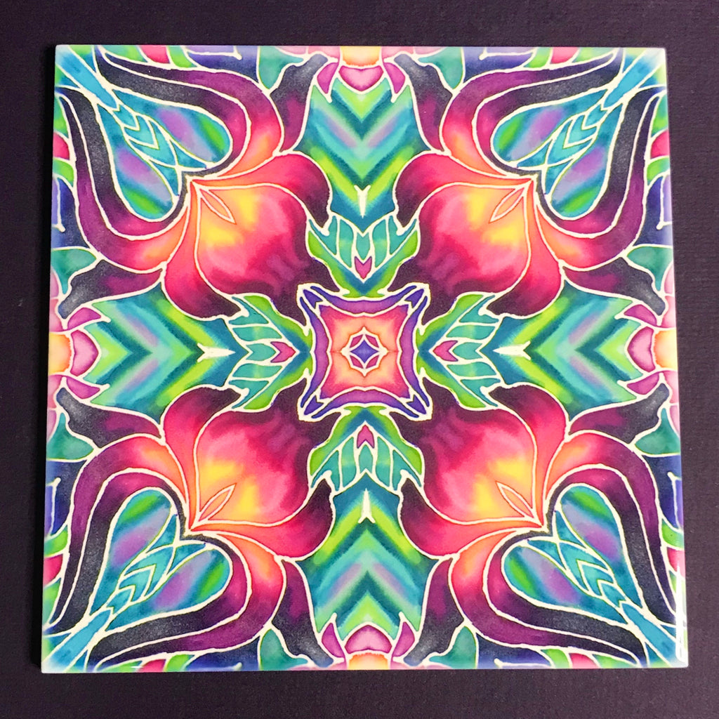 Purple Iris Arts and Crafts look Bathroom Tiles or Kitchen Tiles