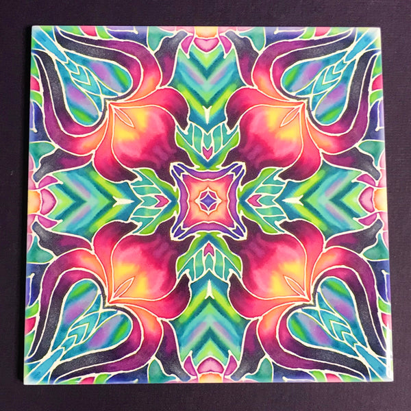 Purple Iris Arts and Crafts look Bathroom Tiles or Kitchen Tiles