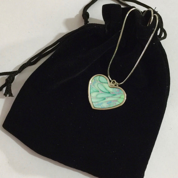 Pretty Green Butterfly Necklace - Circle or Heart Necklace - Affordable gift