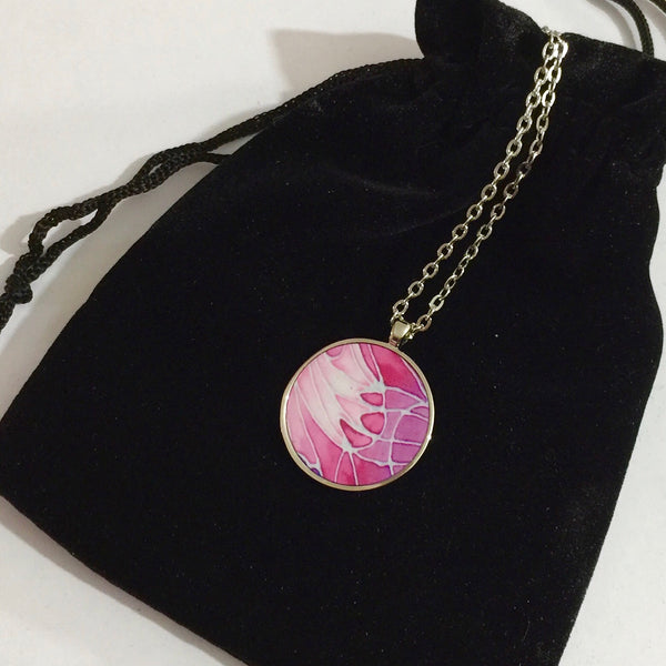 Pretty Pink Butterfly Necklace - Circle or Heart Necklace - Affordable gift
