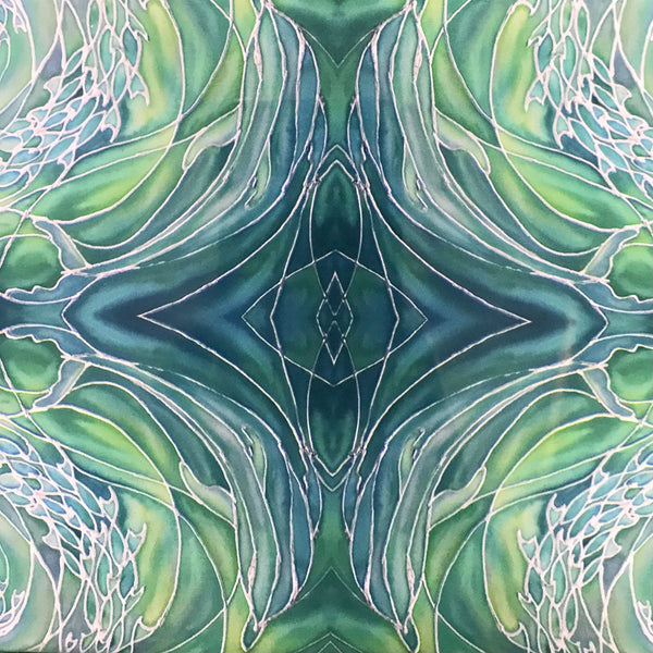 Sea Green Dolphins Ceramic Tiles -  Green Bathroom Kitchen Hand Printed Tiles