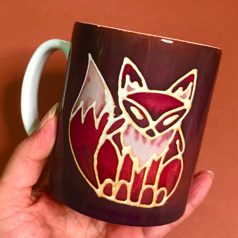 Cute Fox Mug & Coaster - Fox Mug Box Set - Red Chocolate Fox Mug - Fox Lovers Mug Gift