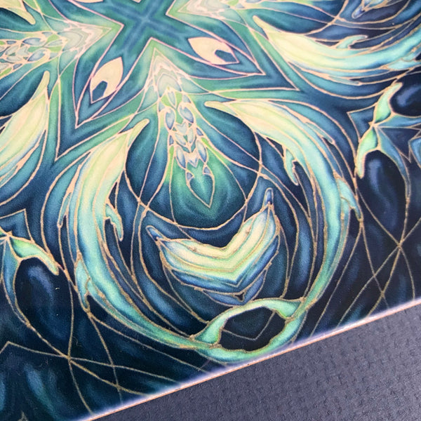 Blue Teal Dolphin Tiles -  Ceramic Hand Printed Bathroom Kitchen Tiles