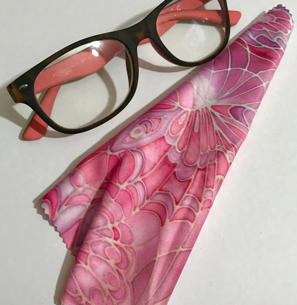 Pink butterfly practical and beautiful screen cleaning cloth for phone, tech pad, computer, plus glasses, sunglasses and camera lenses