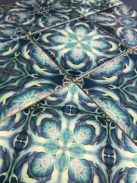 Bold Blue Teal Aqua Mixed Dolphins Set of 20 Ceramic Tiles - Bohemian Bold Mediterranean Coloured Kitchen Tiles