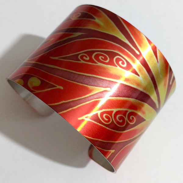 Fiery Cuff Bracelet - Modern Jewellery - Red Yellow Bracelet - Meikie Designs