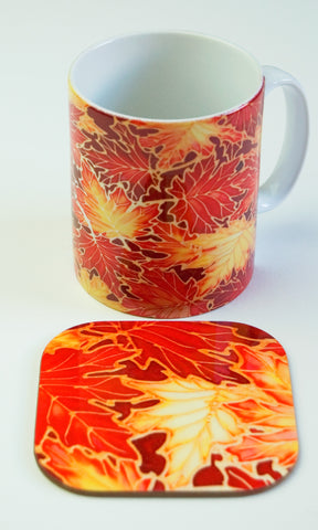 Autumn Maple Leaves Mug - Mug and Coaster box set