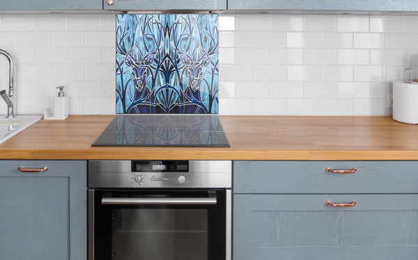 Made to Measure Glass Splashback - Deep Blue Midnight Stag Splashback