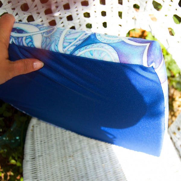 Blue Shell Garden Seat Pad - Made to Order Exterior Textiles - Pretty Shower Proof Fabrics