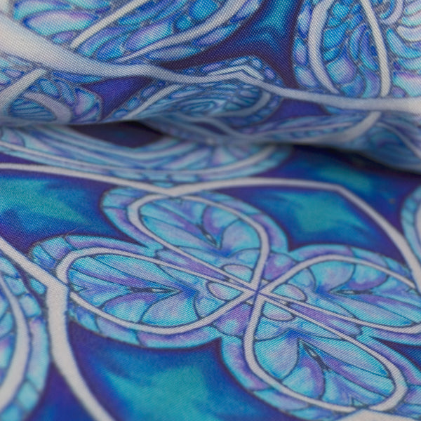 Blue Shell Garden Seat Pad - Made to Order Exterior Textiles - Pretty Shower Proof Fabrics