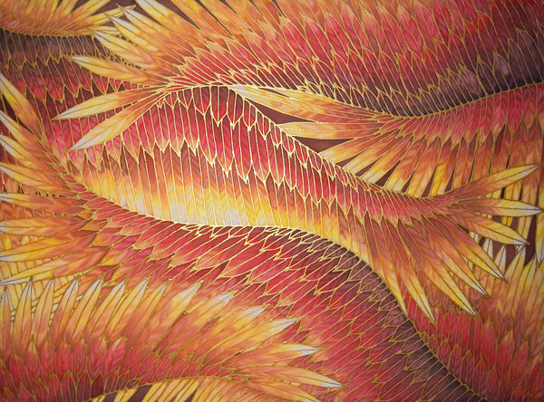 Dramatic Wings Silk Painting - Wings in Flight Originsl Art - Feathers art