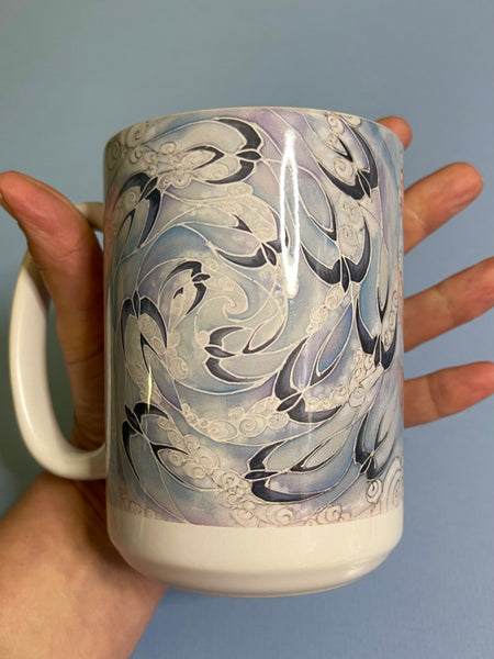 Swallows and Clouds Mug and Coaster - Extra Large & Regular Mug Sizes Swallows Mug Gift Box Set -