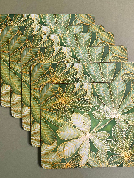 Green Leaves Placemats & Coasters - Green Table Mats & Coasters - green glass chopping boards