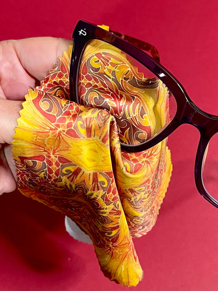 Red Dragons Glasses Cover & Cleaning Cloth - slip-on padded cover for glasses - Reading or Large Glasses Case