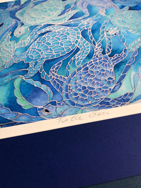 Sea Turtle Art Print - Ultramarine Aqua Print - Bathroom Art