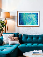 Intertwined Shoals Signed Print - Fish swimming in the Sea - Blue green ocean Print - Bathroom Art
