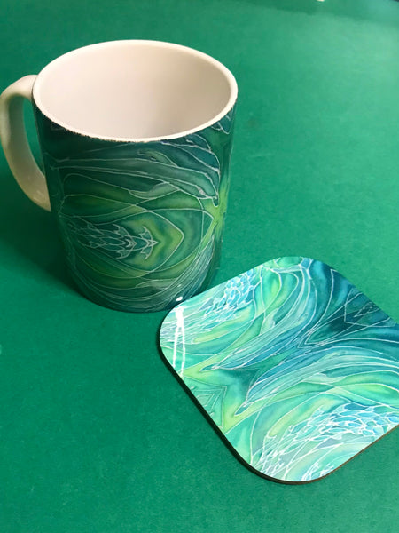 Green Dolphins Mug and Coaster - Extra Large & Regular Mug Sizes Dolphin Lovers Mug Gift Box Set -