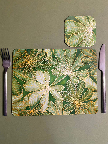 Green Leaves Placemats & Coasters - Green Table Mats & Coasters - green glass chopping boards