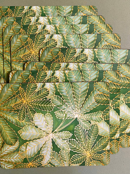 Green Leaves Placemats & Coasters - Green Table Mats & Coasters - green glass chopping boards