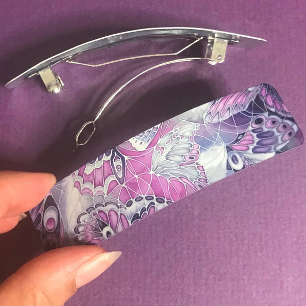 Purple Grey Butterflies hair clip, barette, hairslide, stocking filler, gift for her, gift for woman, gifts for girls, pretty presents.