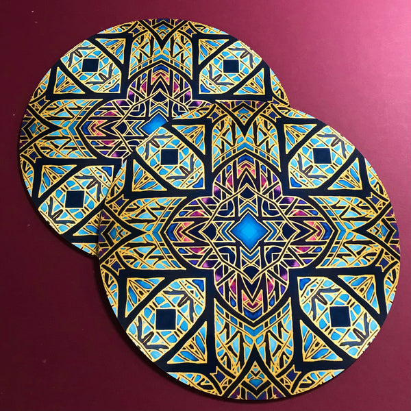 Cathedral Rose Window Round Table Mats & Coasters - Place Mats