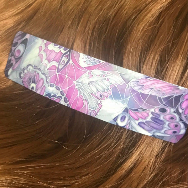 Purple Grey Butterflies hair clip, barette, hairslide, stocking filler, gift for her, gift for woman, gifts for girls, pretty presents.