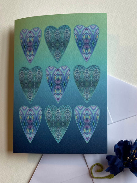 Pretty folksy bohemian Heart greetings cards for any occasion.