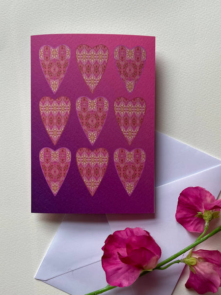 Pretty folksy bohemian Heart greetings cards for any occasion.