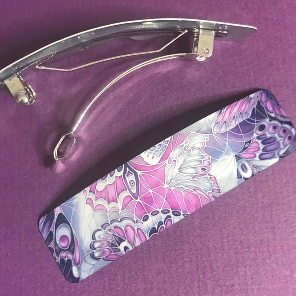 Purple Grey Butterflies hair clip, barette, hairslide, stocking filler, gift for her, gift for woman, gifts for girls, pretty presents.