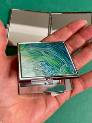 Green Aqua Dolphins Pocket Mirror - Pretty Handbag Mirror - Gift for Her