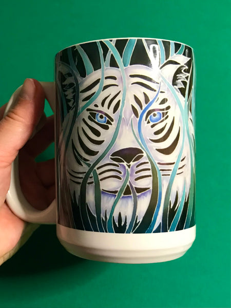 Cool White Tiger Mug and Coaster - Extra Large & Regular Mug Sizes Dolphin Lovers Mug Gift Box Set -