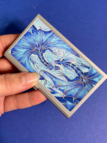 Blue Aqua Dragons business card holder for Sealife lovers.