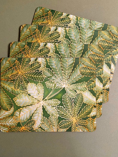 Green Leaves Placemats & Coasters - Green Table Mats & Coasters - green glass chopping boards