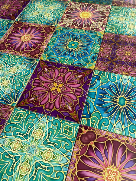 Jubilation Set of 20 Ceramic Tiles - Bohemian Plum and Teal Green Bohemian Kitchen Tiles