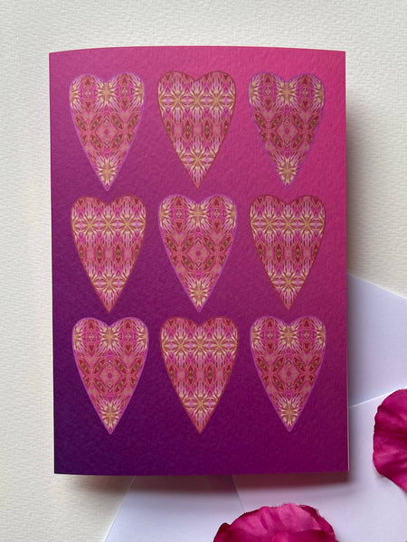 Pretty folksy bohemian Heart greetings cards for any occasion.