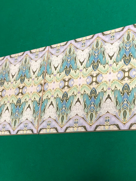 Sage Green Art Deco Butterfly Moth Tiles - Beautiful Ceramic Rectangular Border 6x8” Tiles - Kitchen Bathroom Tiles